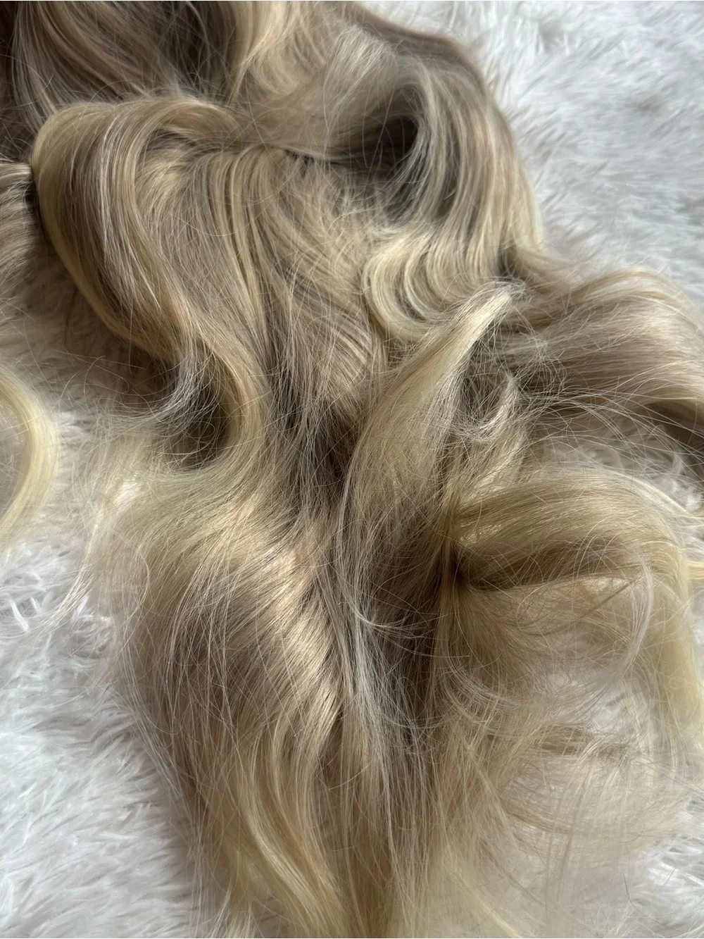 Natural Ash Blonde Wavy Lace Front Synthetic Wig 24”